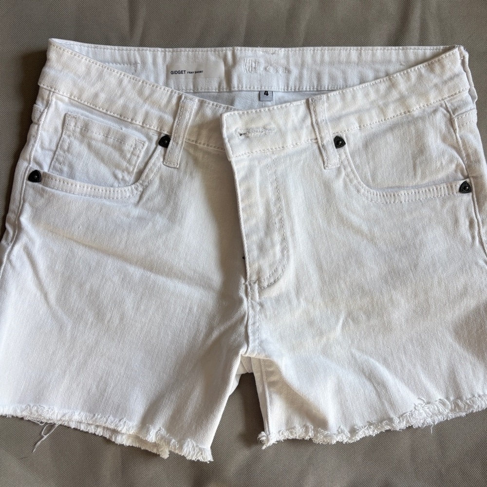 Kut from the Kloth Gidget White Denim Fray Shorts